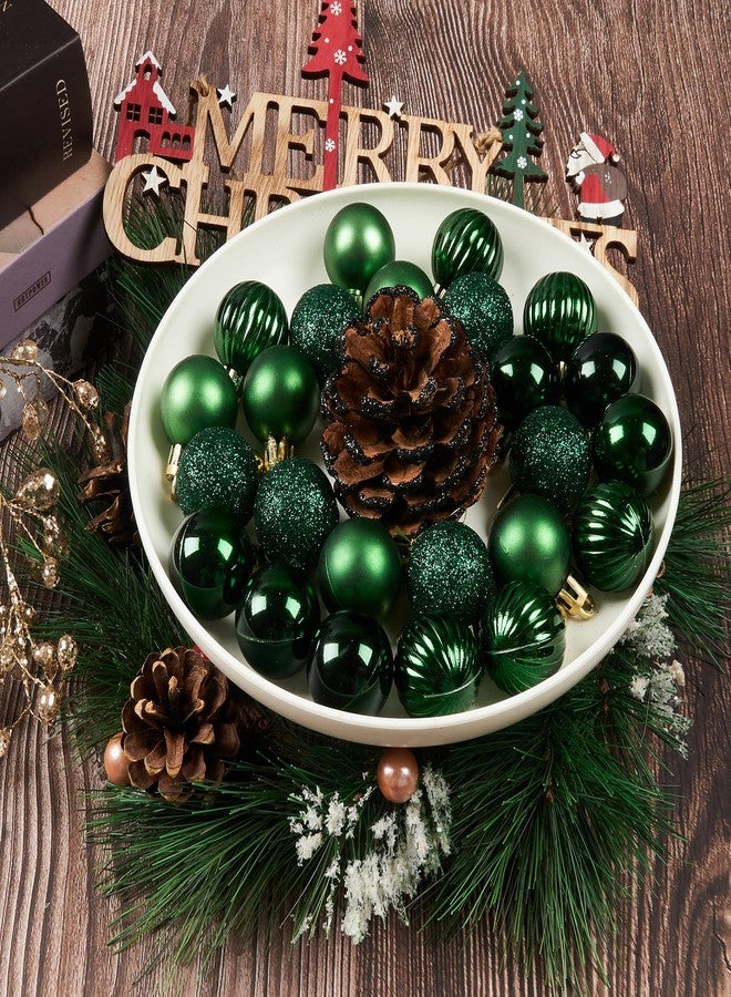 Emopeak 24Pcs Christmas Balls Ornaments for Xmas Christmas Tree - 4 Style Shatterproof Christmas Tree Decorations Hanging Ball for Holiday Wedding Party Decoration Dark Green - Image 2